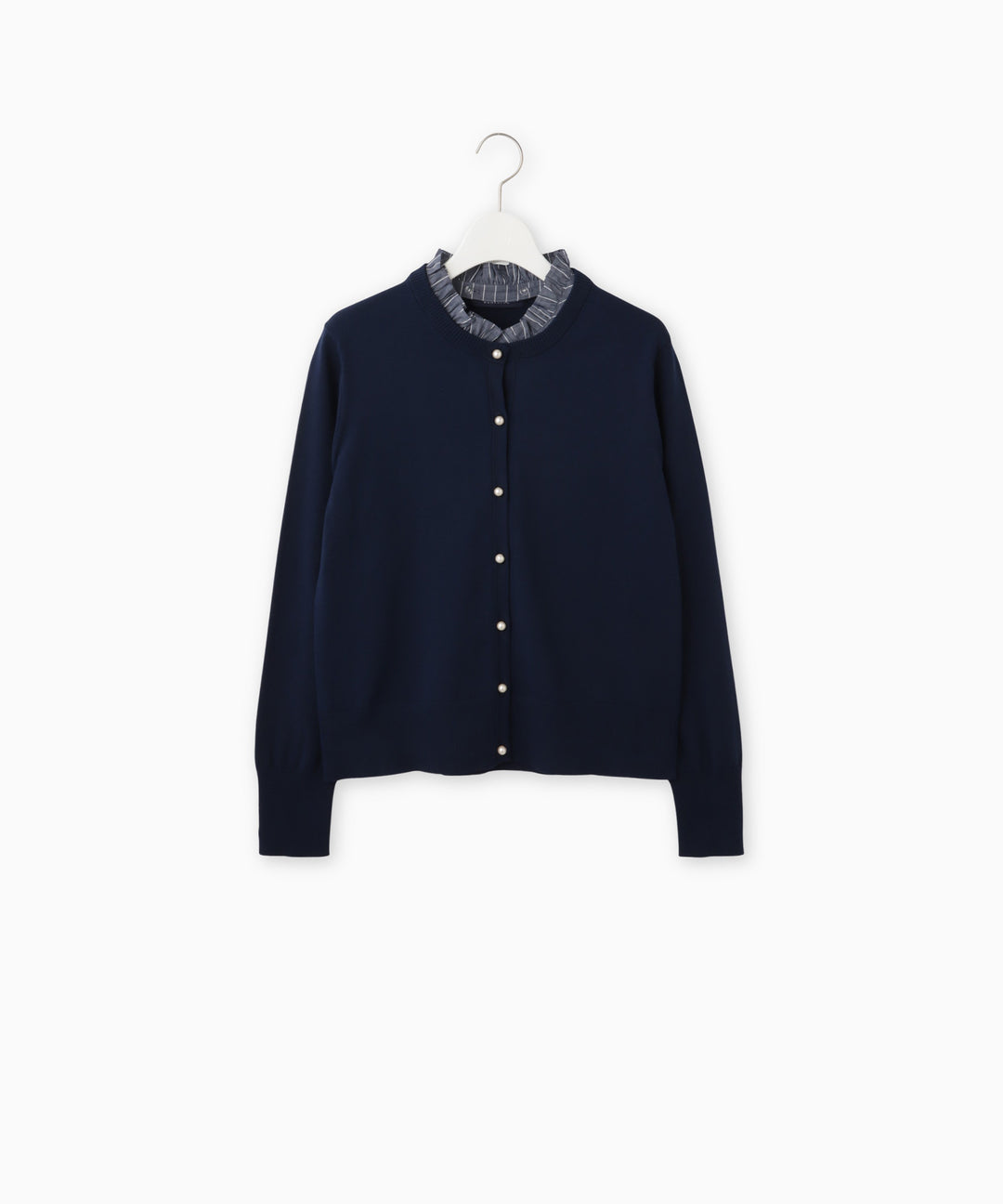 Ruffled Collar Knit Cardigan