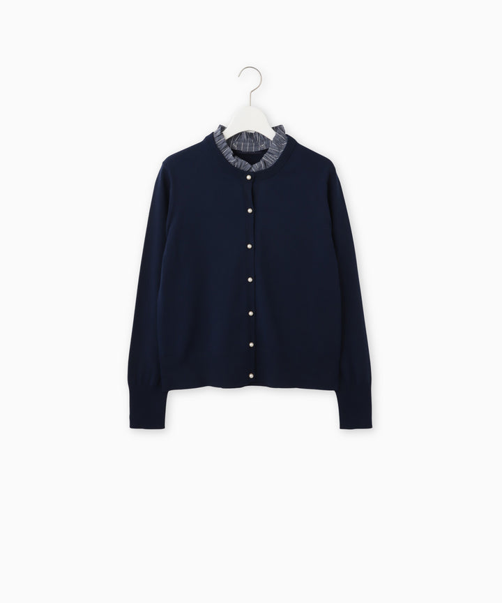 Ruffled Collar Knit Cardigan