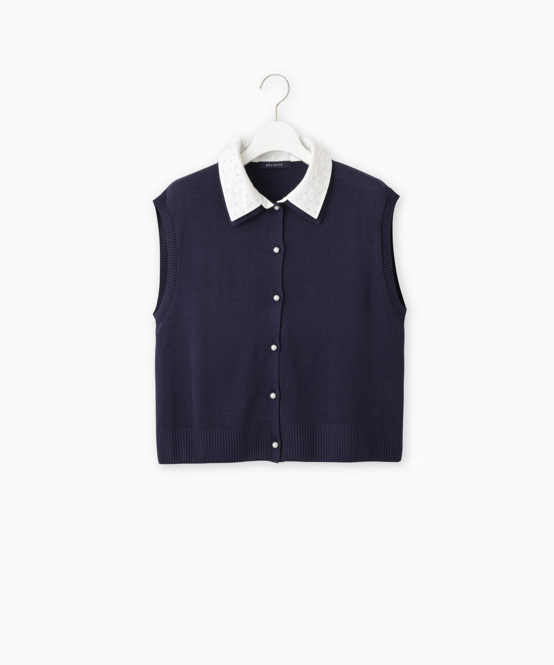 Shirt-Collared Sleeveless Knit