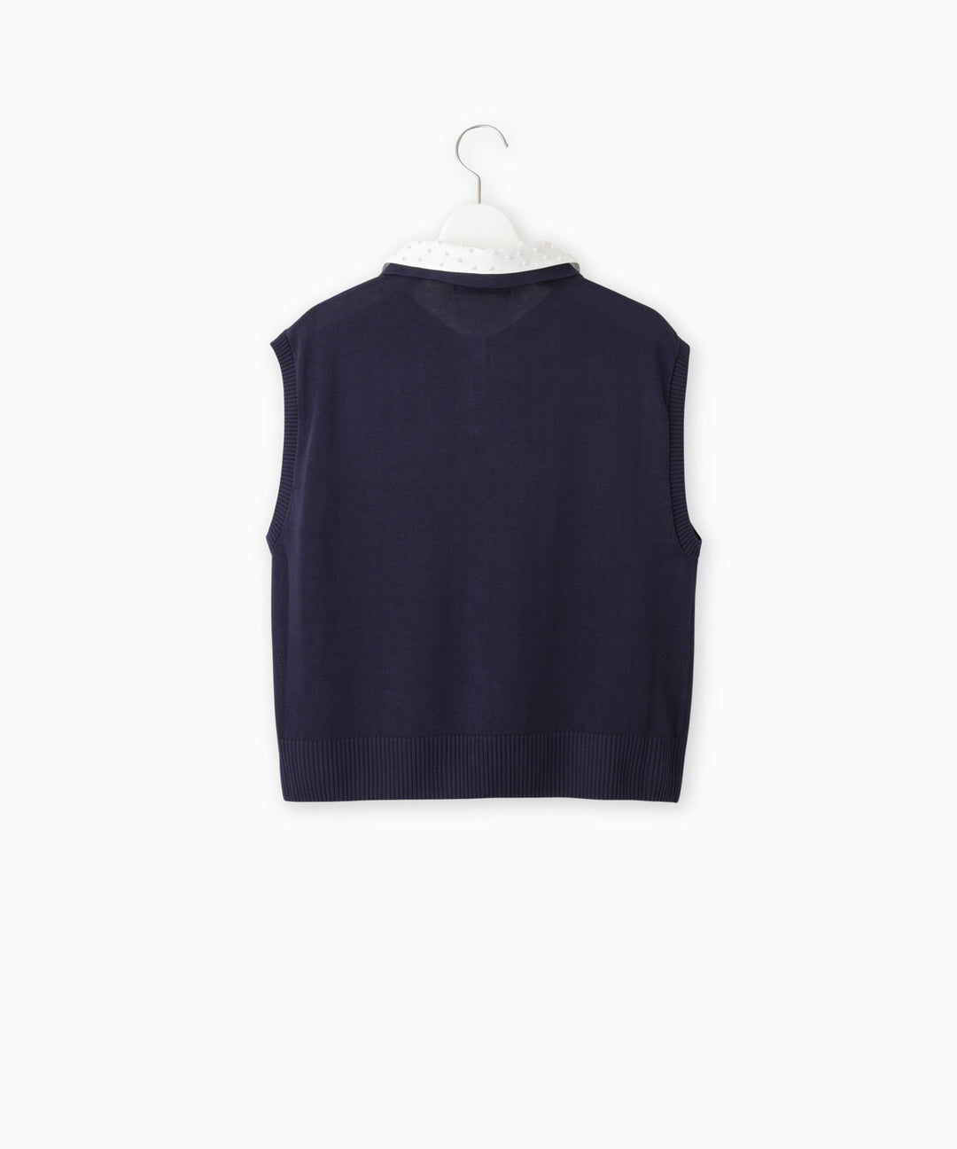 Shirt-Collared Sleeveless Knit