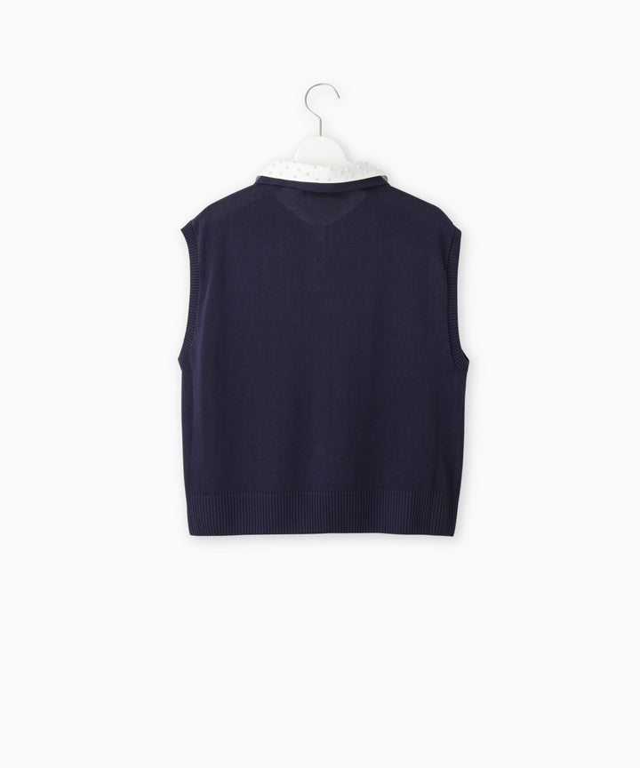Shirt-Collared Sleeveless Knit