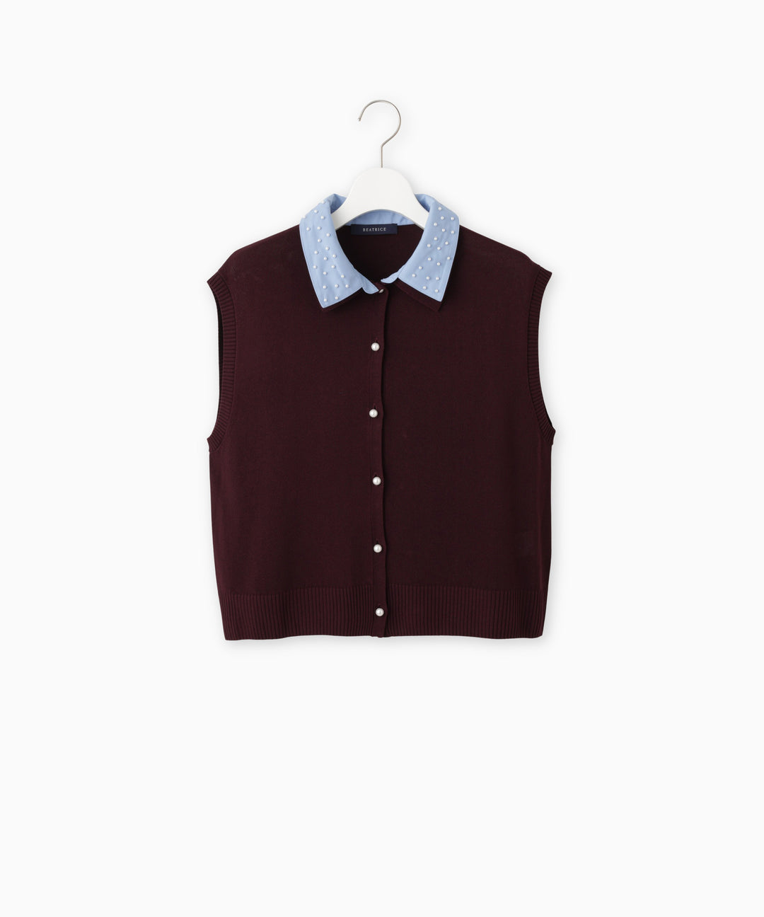 Shirt-Collared Sleeveless Knit