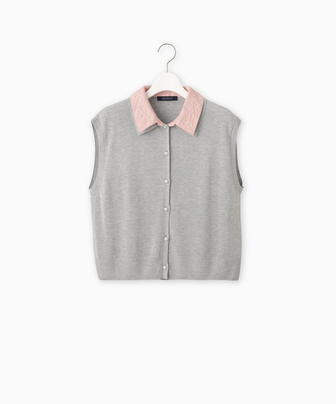 Shirt-Collared Sleeveless Knit
