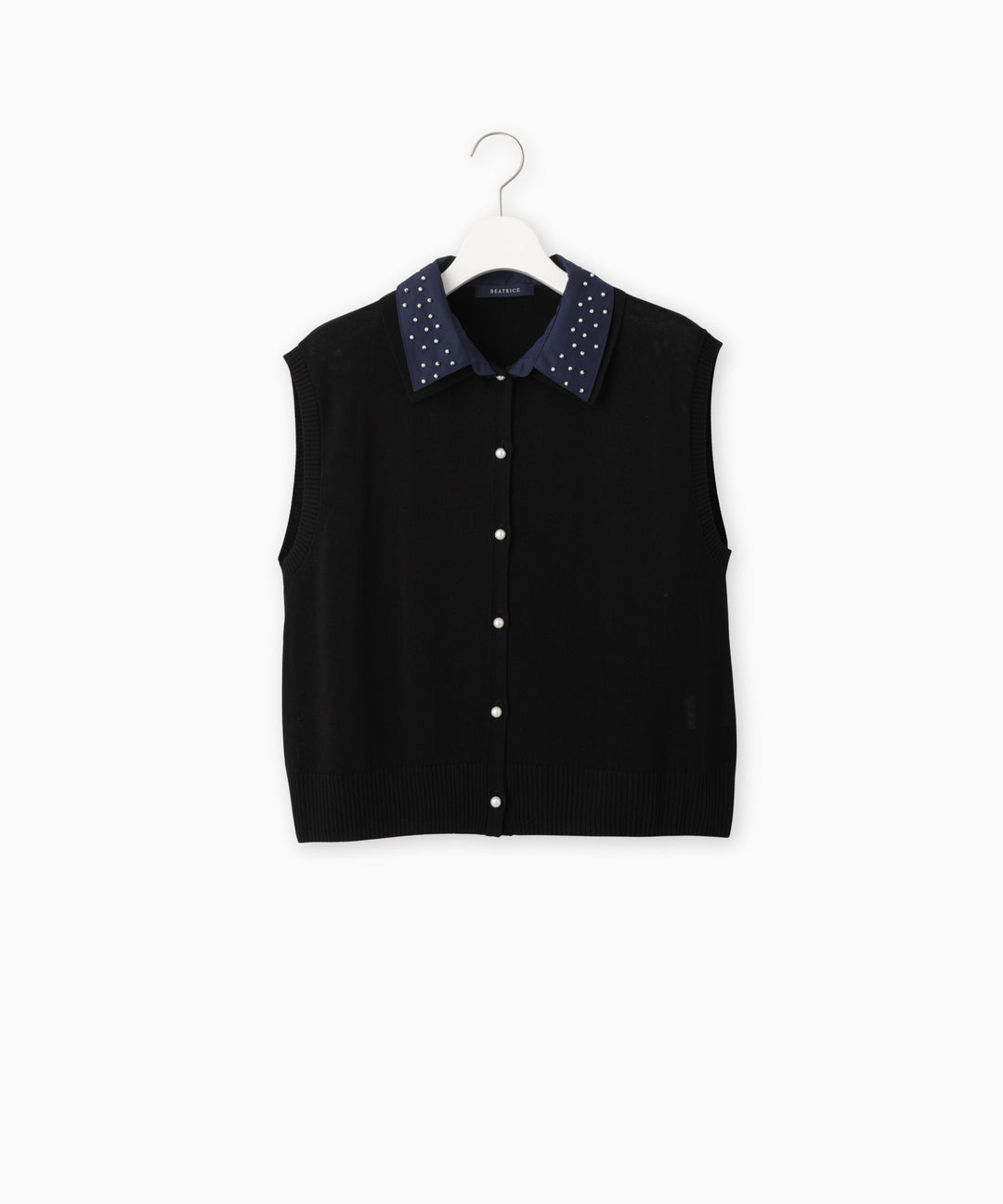 Shirt-Collared Sleeveless Knit