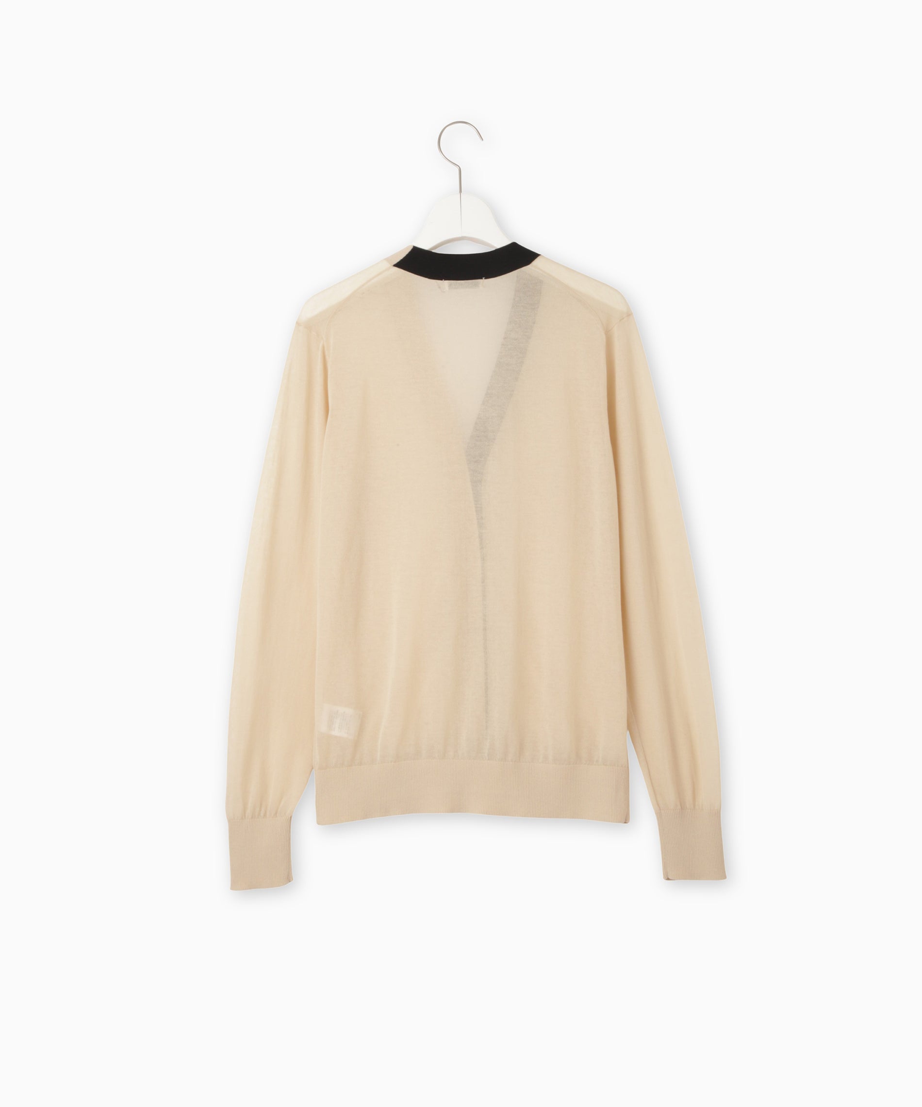 MO222ベージ コットンナイロン18G配色ニットカーディガン – FACE SANS FARD