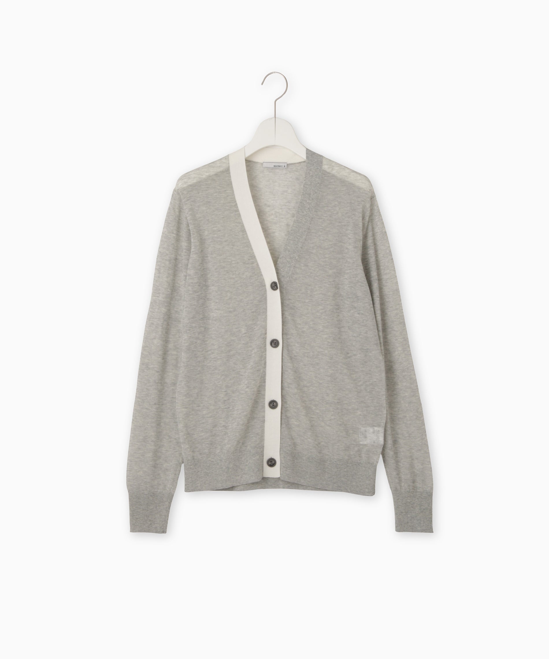 コットンナイロン18G配色ニットカーディガン – FACE SANS FARD