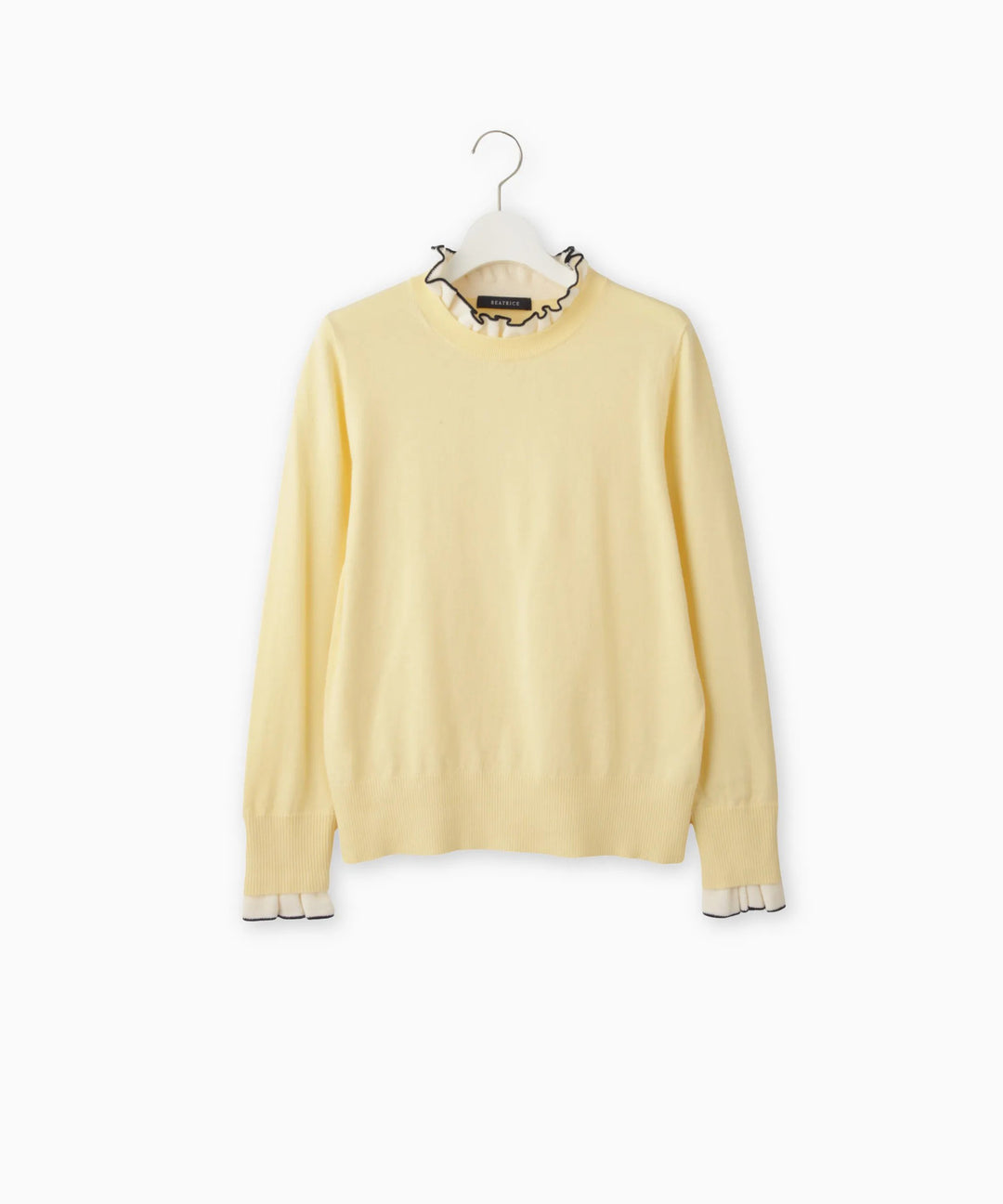 フリルネックニット