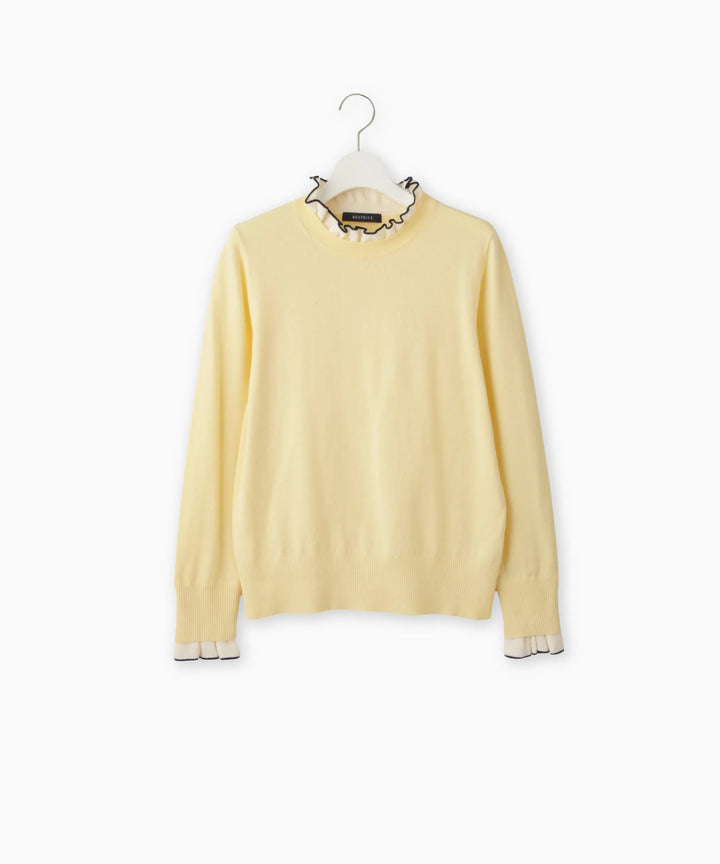 フリルネックニット