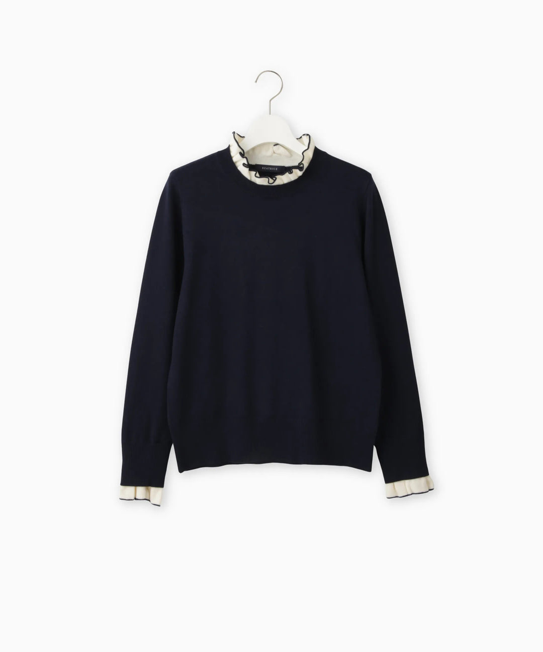 フリルネックニット