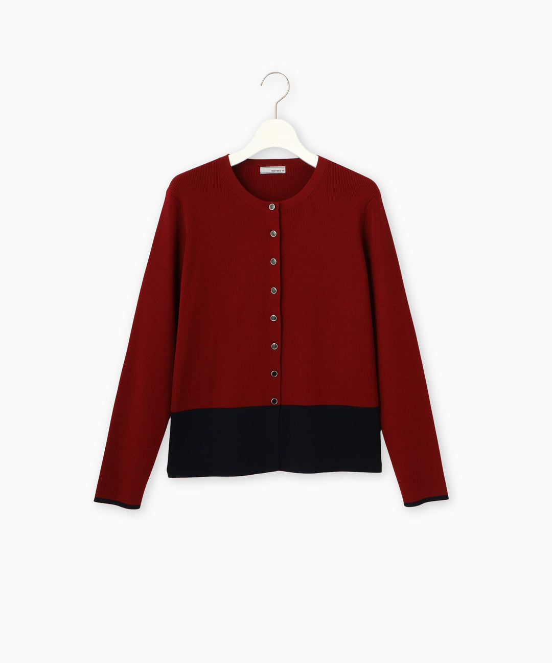 配色クルーネックカーディガン