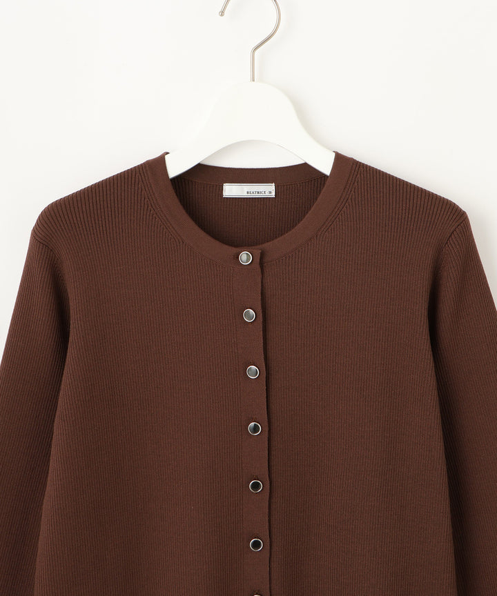 配色クルーネックカーディガン