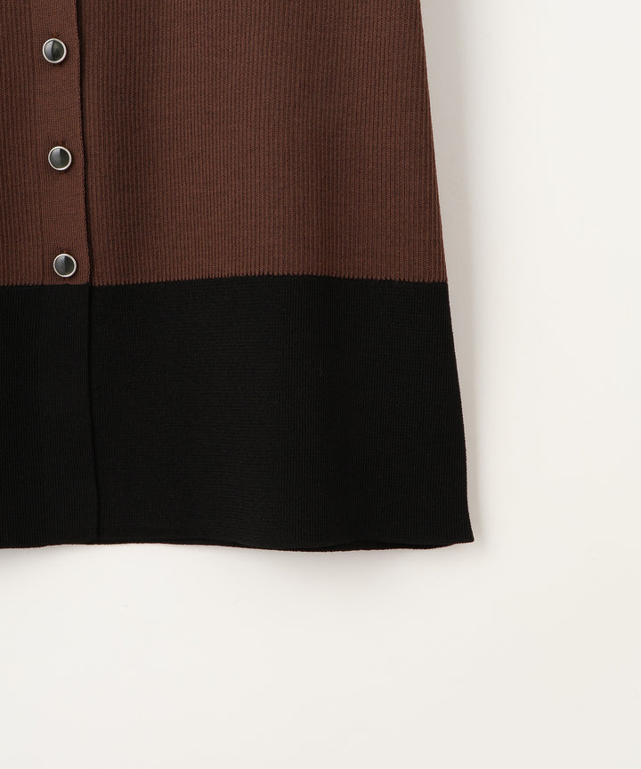 配色クルーネックカーディガン