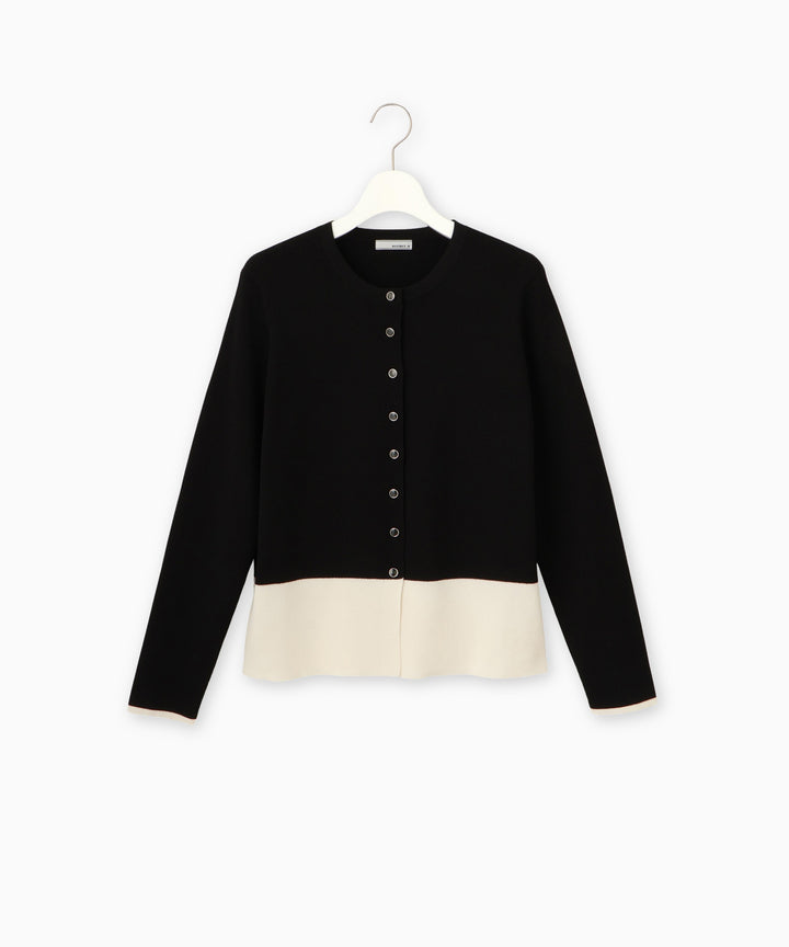 配色クルーネックカーディガン