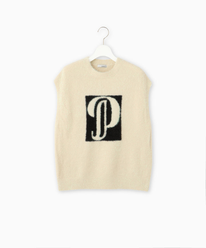 インターシャジャガードニットベスト