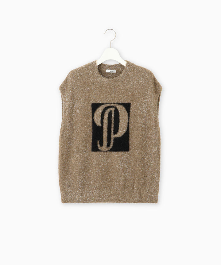 インターシャジャガードニットベスト