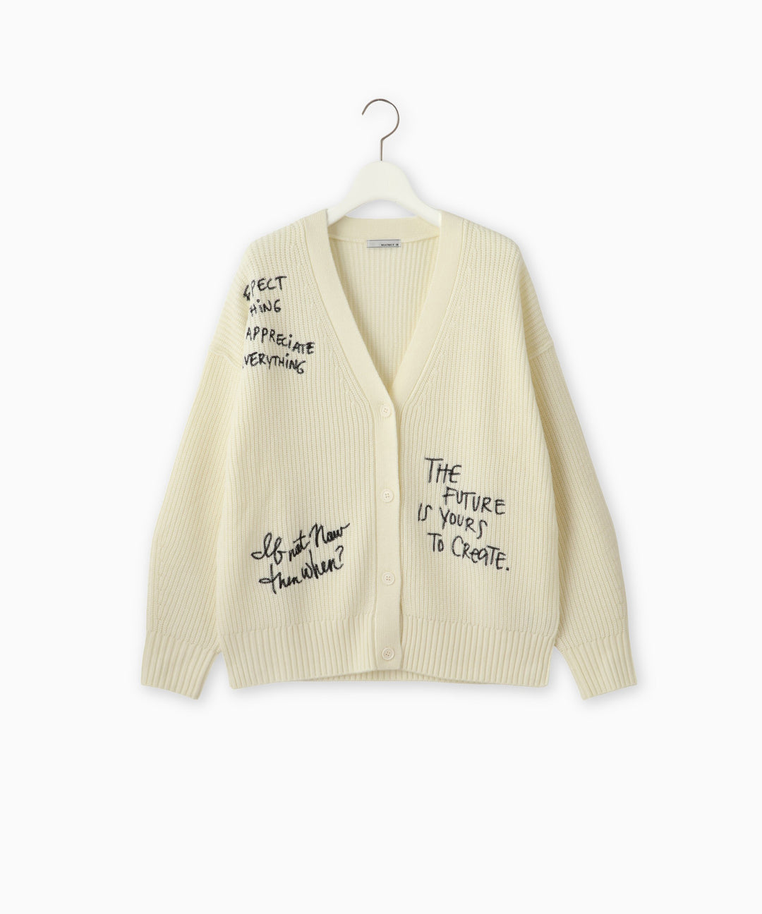 レタリング刺繍ニットカーディガン