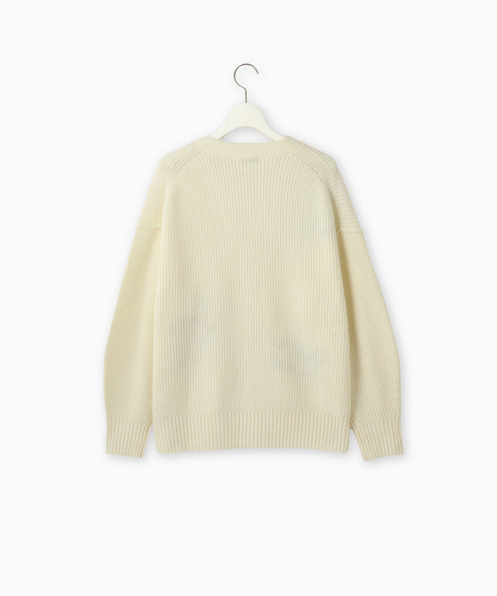 レタリング刺繍ニットカーディガン