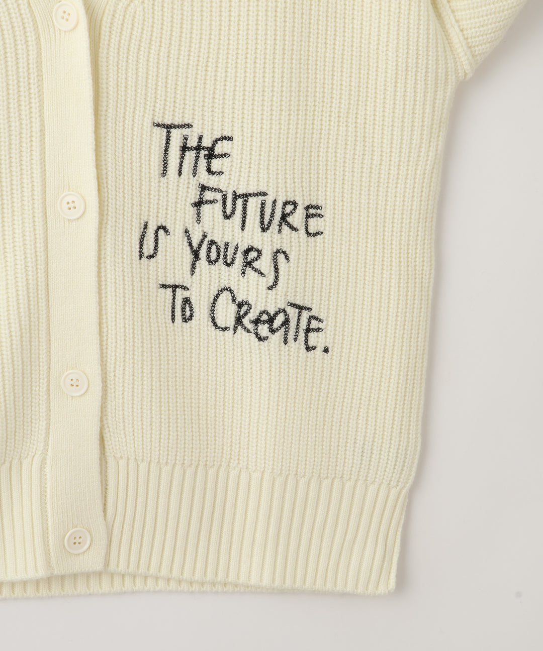 レタリング刺繍ニットカーディガン