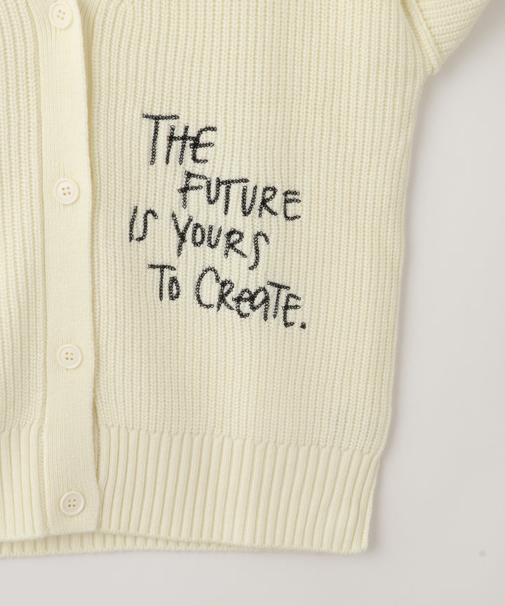 レタリング刺繍ニットカーディガン