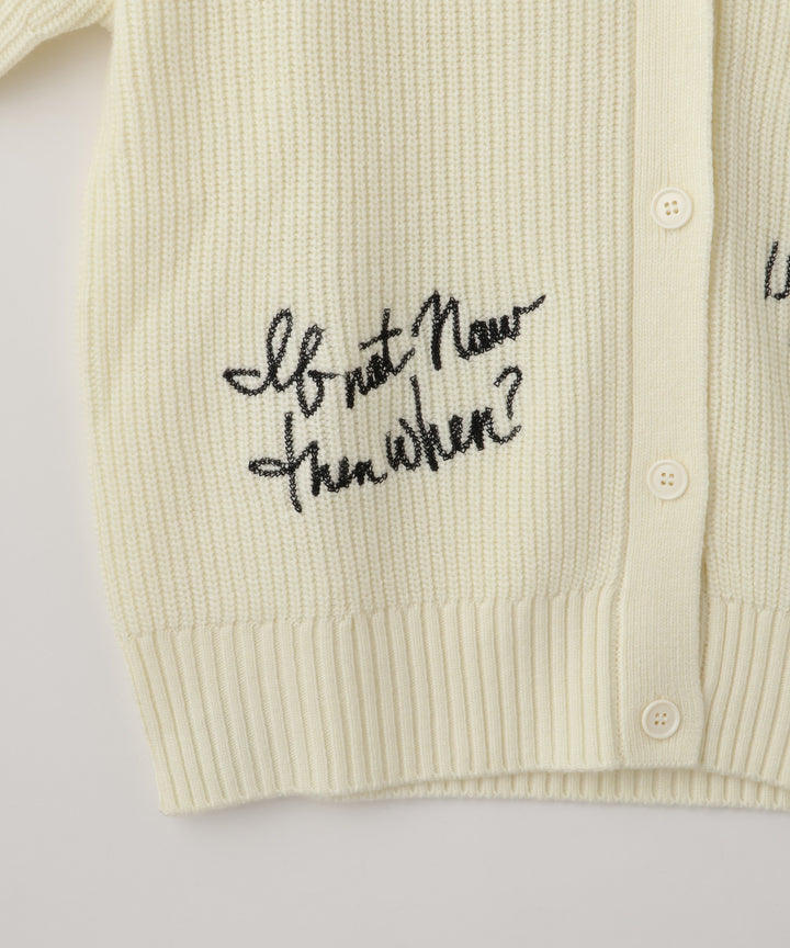 レタリング刺繍ニットカーディガン