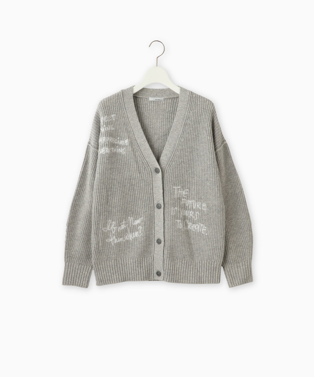 レタリング刺繍ニットカーディガン