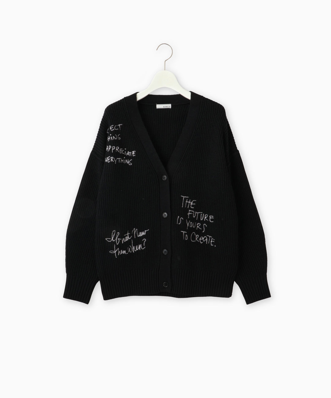 レタリング刺繍ニットカーディガン