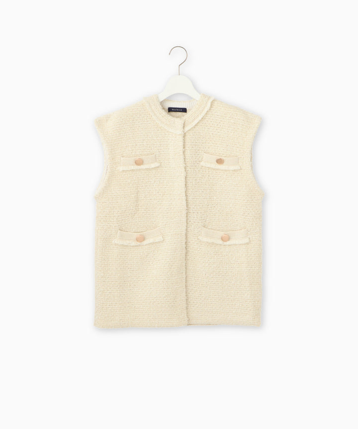 5Gツイードニットジレ