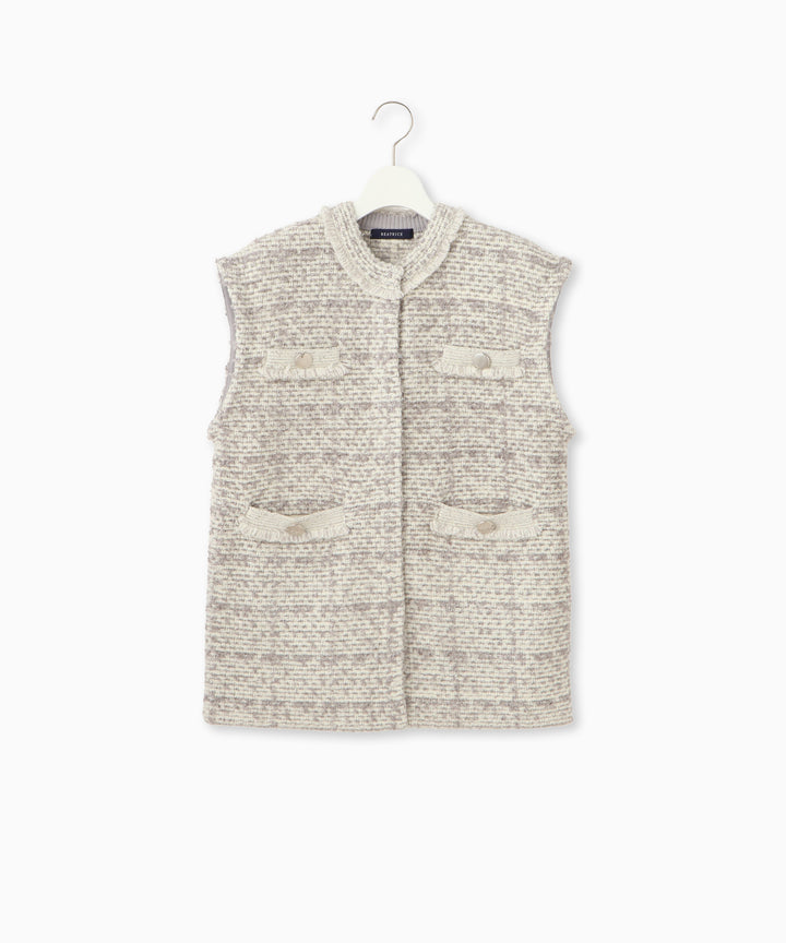 5Gツイードニットジレ