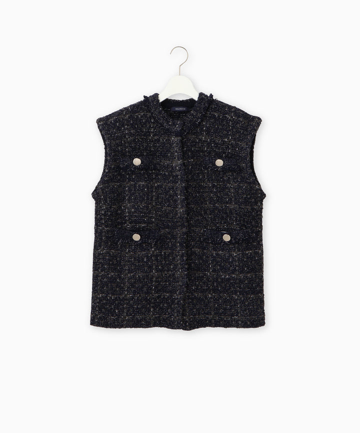 5Gツイードニットジレ