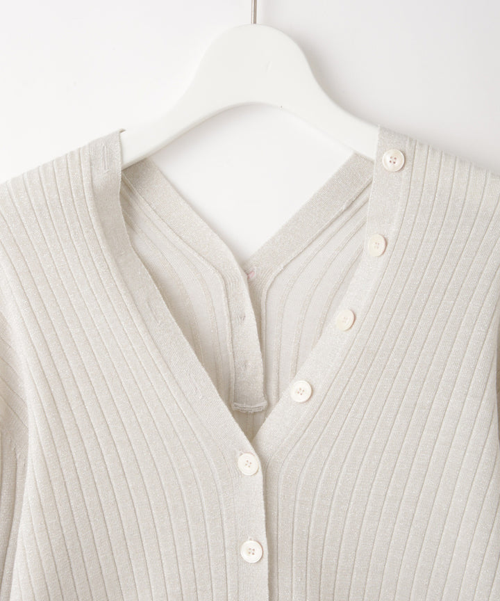 2WAYラメツイードVネックカーディガン