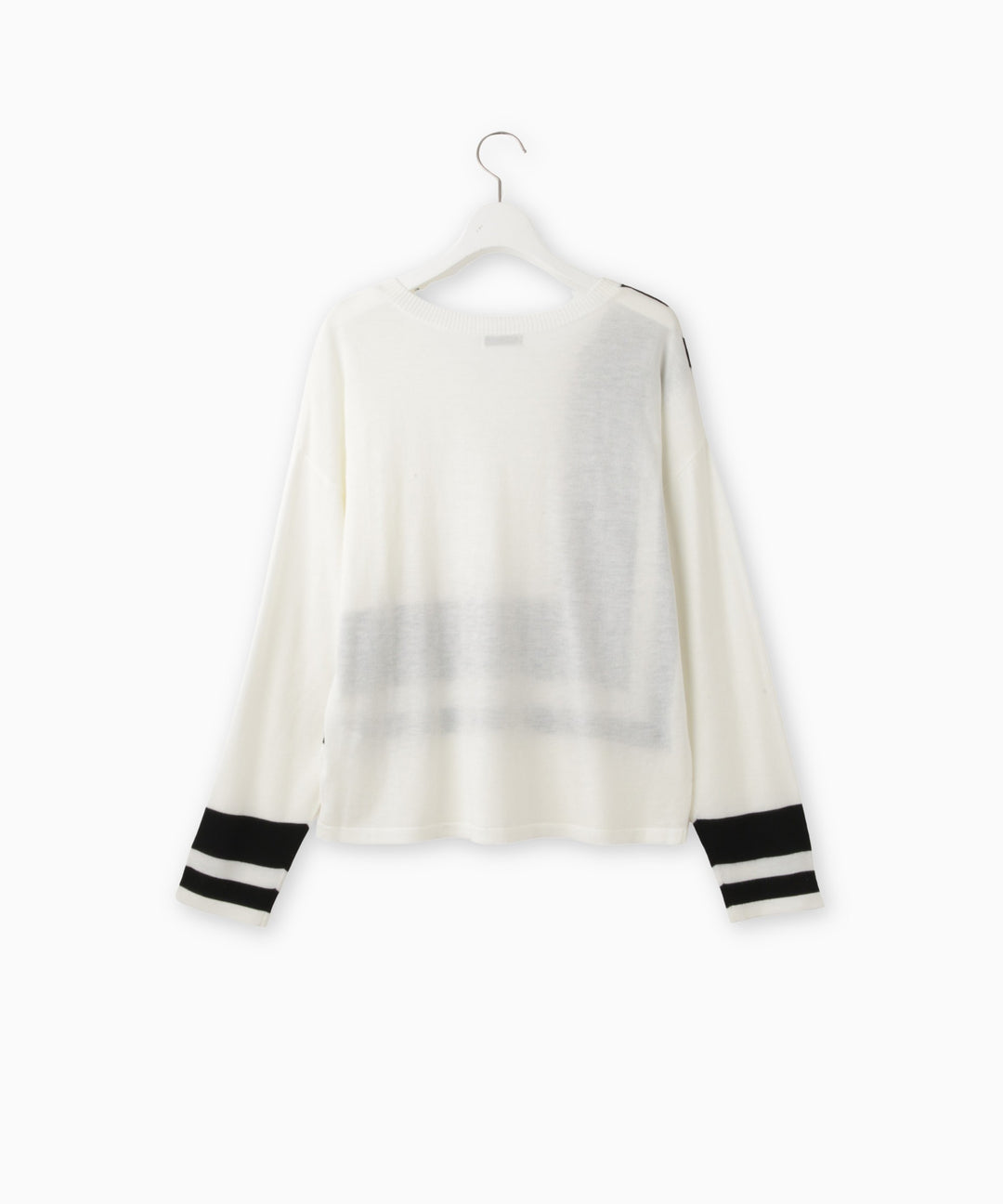 幾何学ラインクルーネックニット