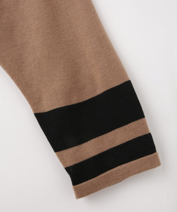 幾何学ラインハイネックニット