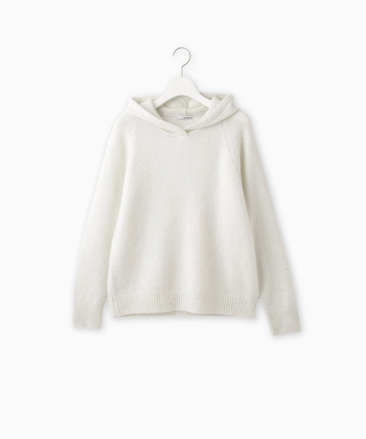 スパンコールモヘヤフード付きパーカー