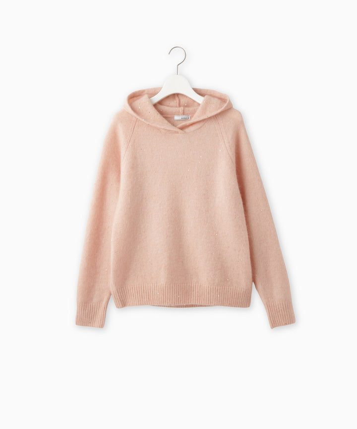 スパンコールモヘヤフード付きパーカー