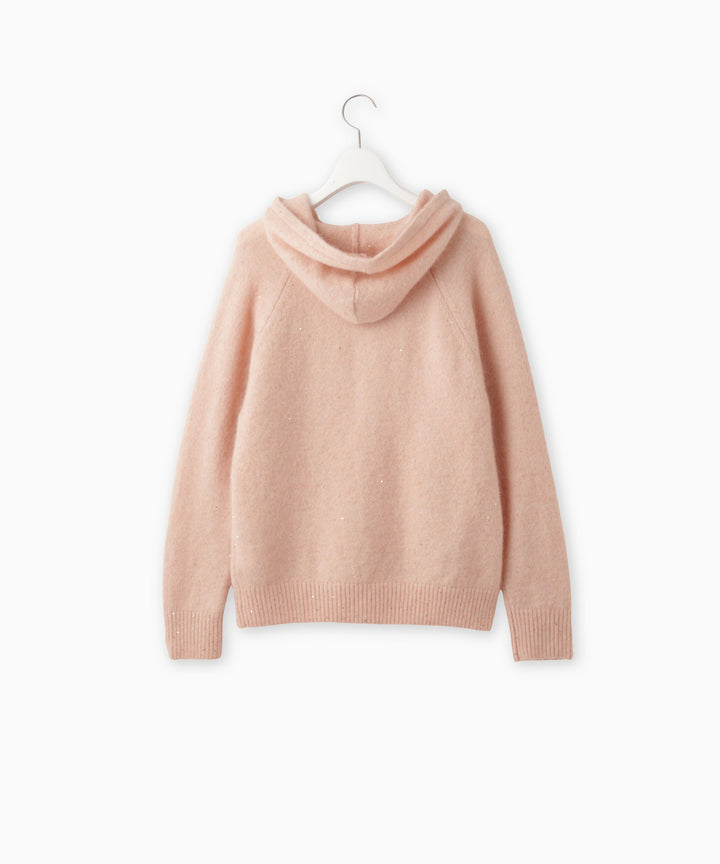 スパンコールモヘヤフード付きパーカー