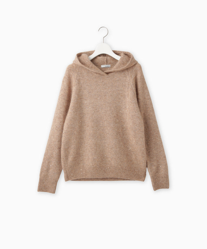 スパンコールモヘヤフード付きパーカー