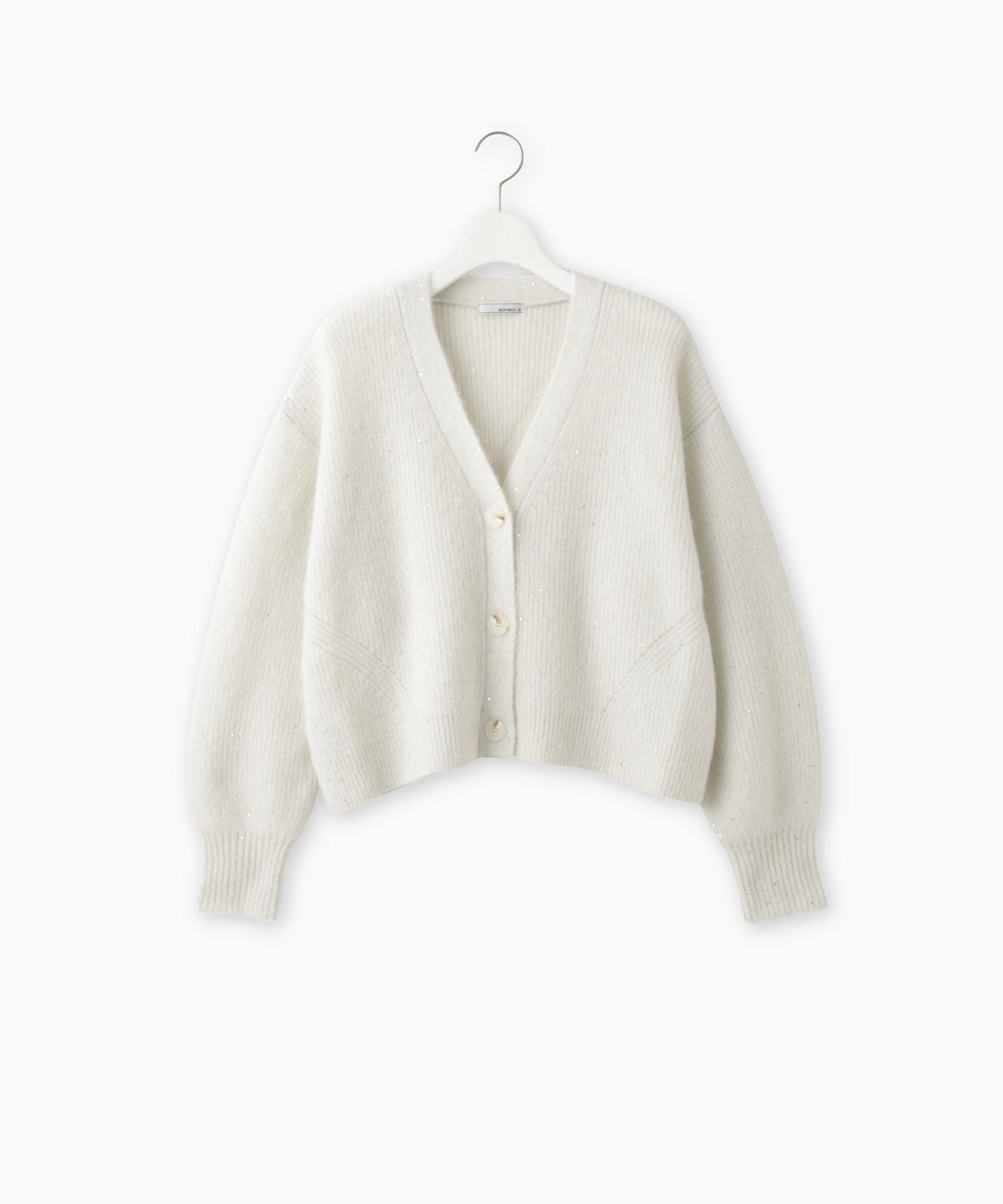 スパンコールモヘヤ畦編みショートカーディガン