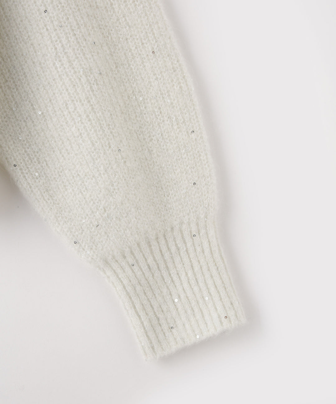 スパンコールモヘヤ畦編みショートカーディガン