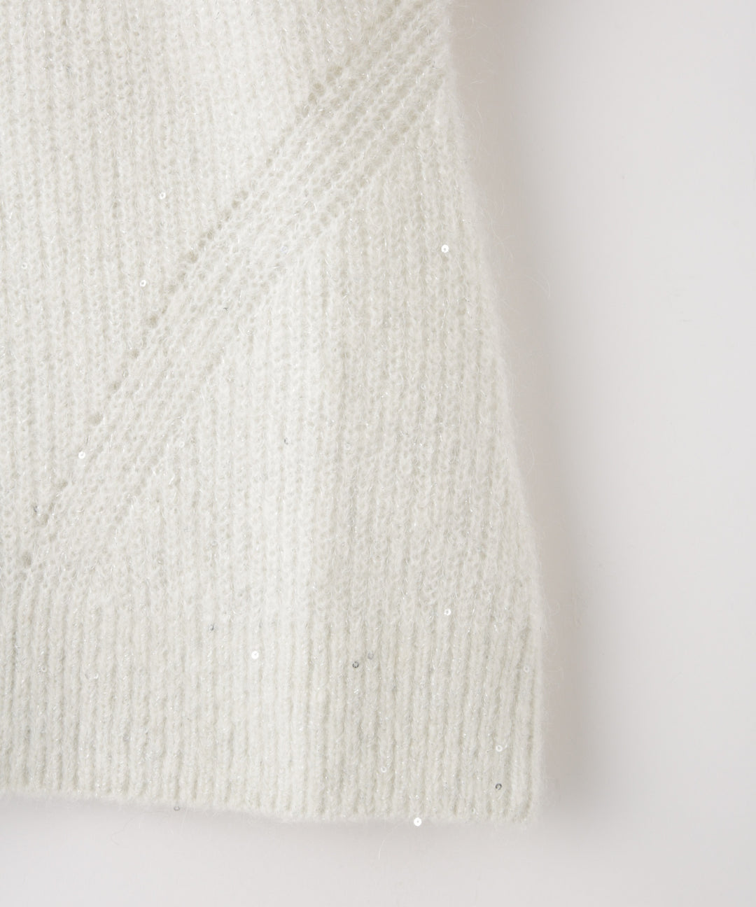 スパンコールモヘヤ畦編みショートカーディガン