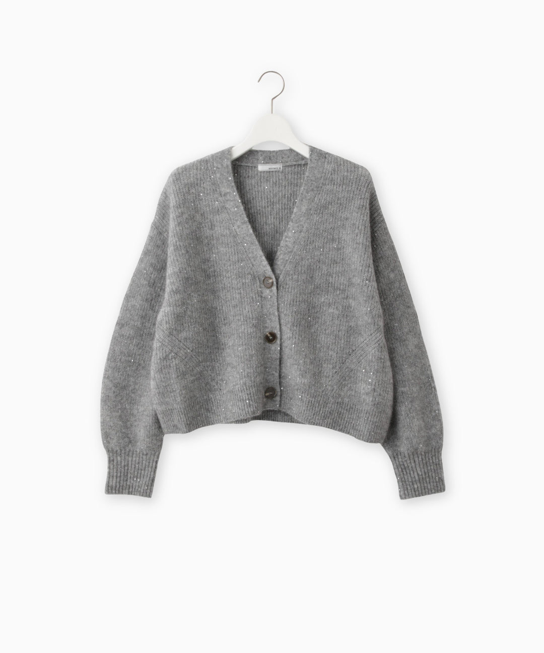 スパンコールモヘヤ畦編みショートカーディガン