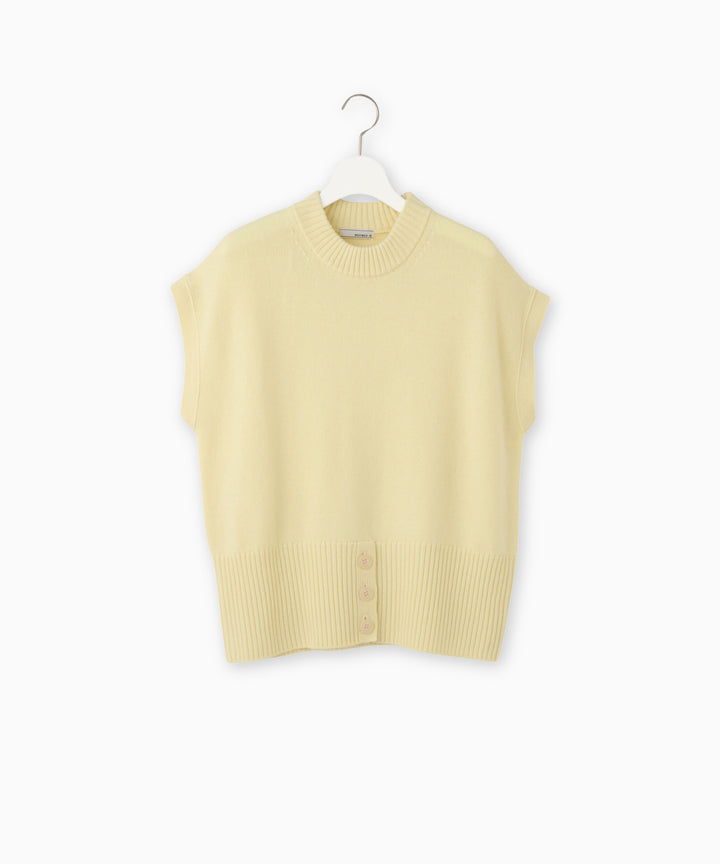 ウールカシミヤ裾ボタンベスト