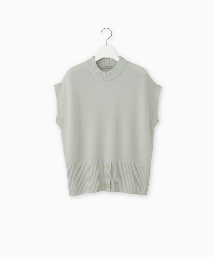 ウールカシミヤ裾ボタンベスト