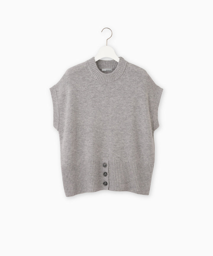ウールカシミヤ裾ボタンベスト
