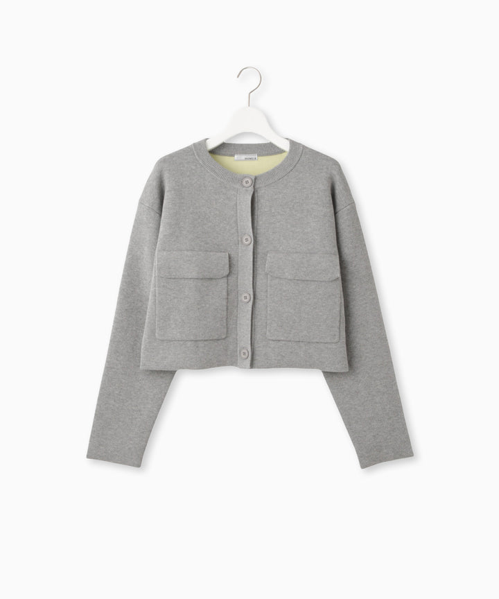 接結ニットダブルポケットカーディガン