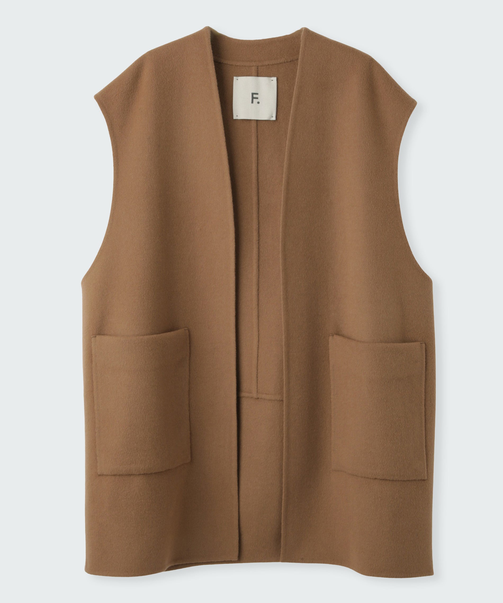 ベージュ ノースリーブベスト 2ポケット ダブルフェイスビーバーポケットベスト – FACE SANS FARD