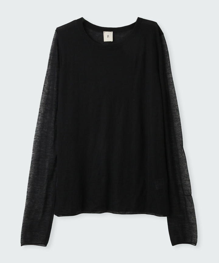 カシミヤクルーネックシアーニット