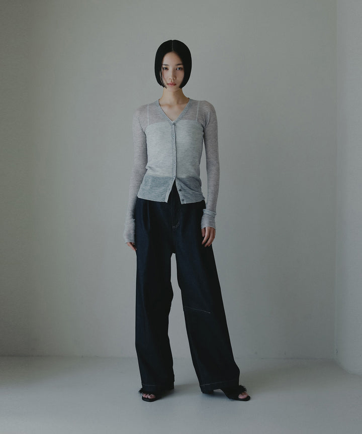 カシミヤリブカーディガン