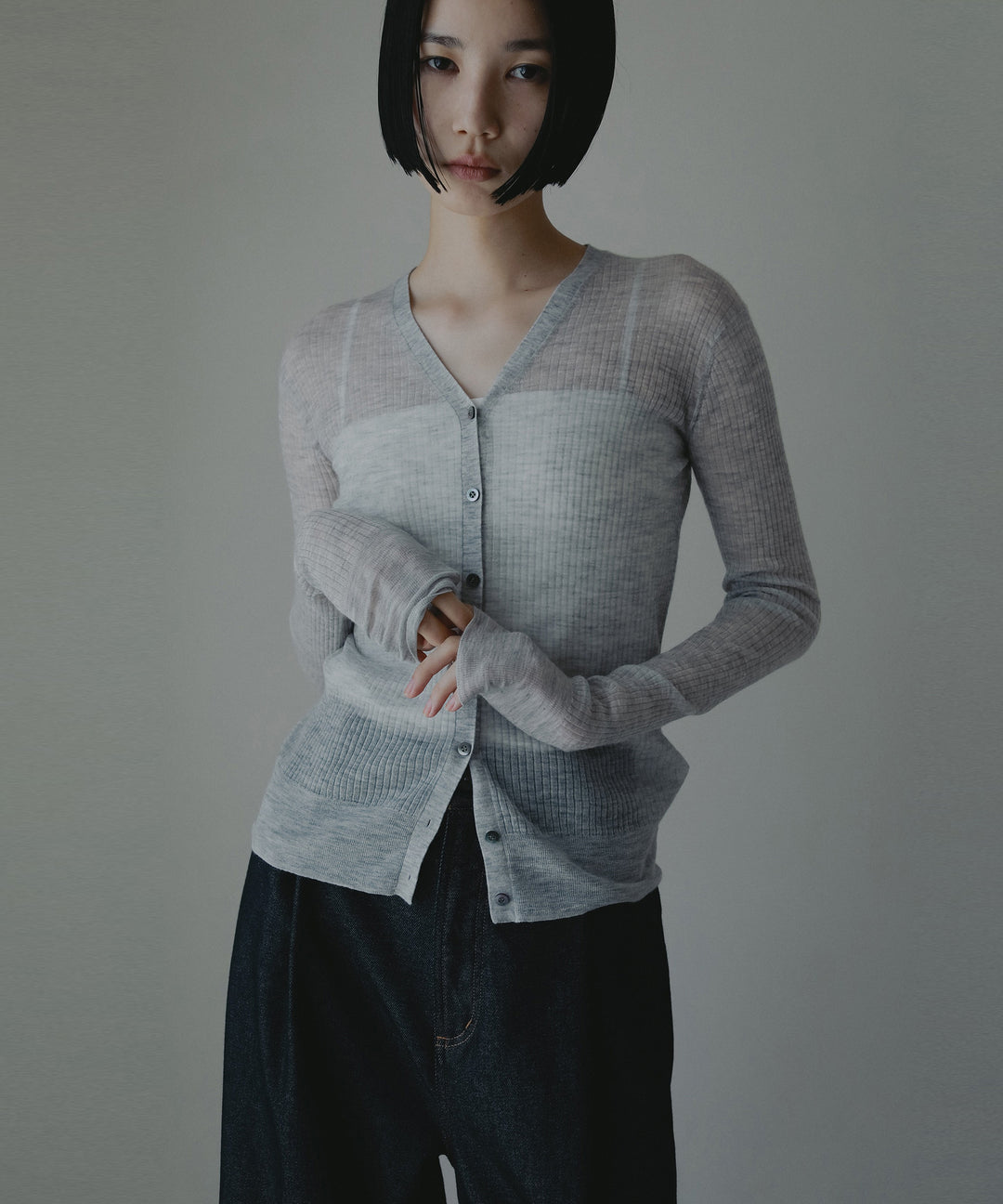 カシミヤリブカーディガン