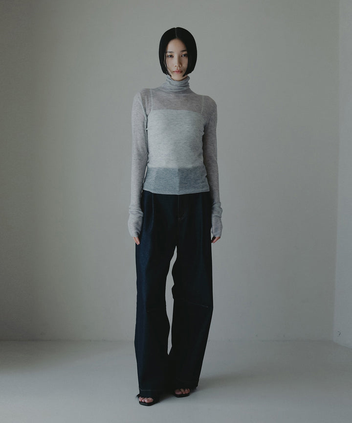 シアーリブタートルトップス