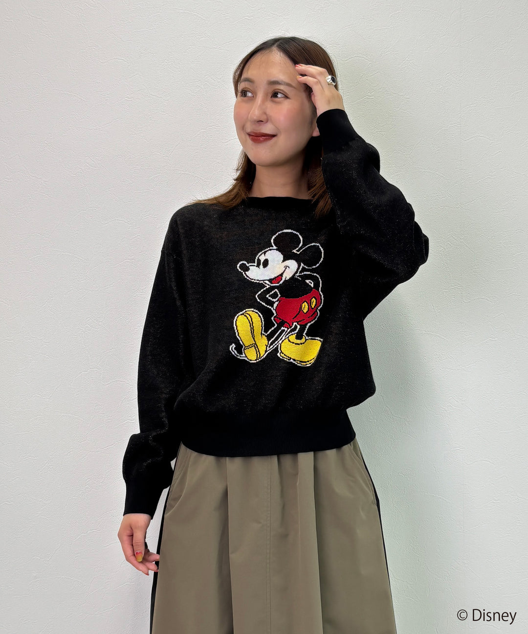 Disney（ディズニー）ミッキーデザインジャガードニット